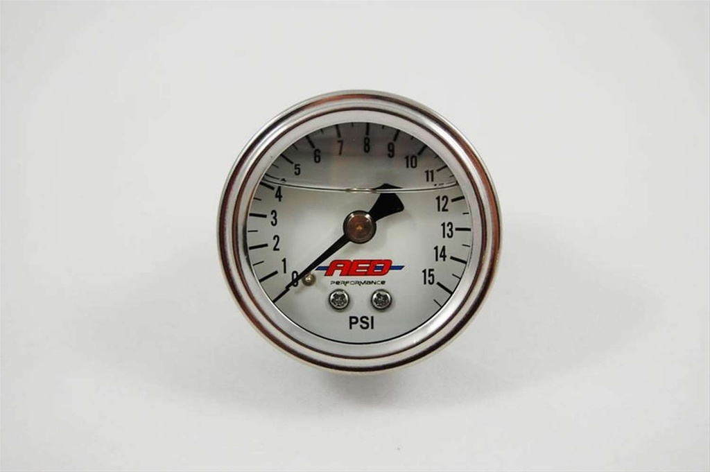 AED - 1-1/2 Fuel Press. Gauge 0-15psi Liquid Filled
