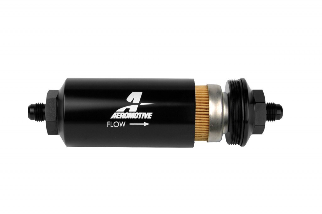 6An Inline Fuel Filter, 10 Micron, 2In OD, Black