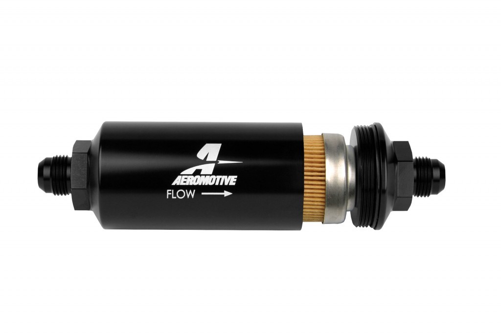 8AN Inline Fuel Filter 10 Micron 2in OD Black