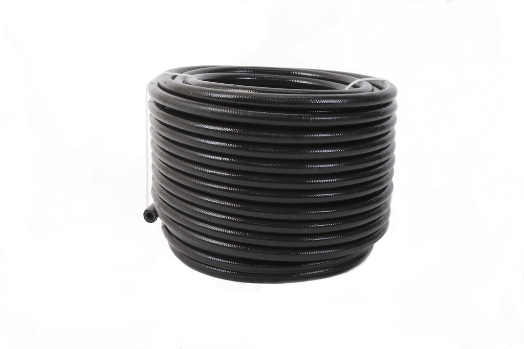 8An PTFE S/S Braided Hose 20ft Black Jacketed