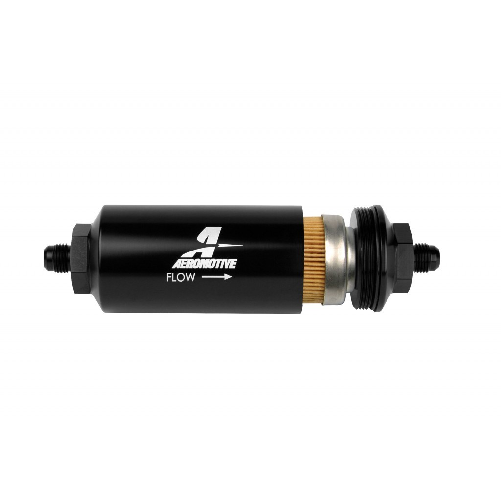 [AFS12347] 6An Inline Fuel Filter, 10 Micron, 2In OD, Black