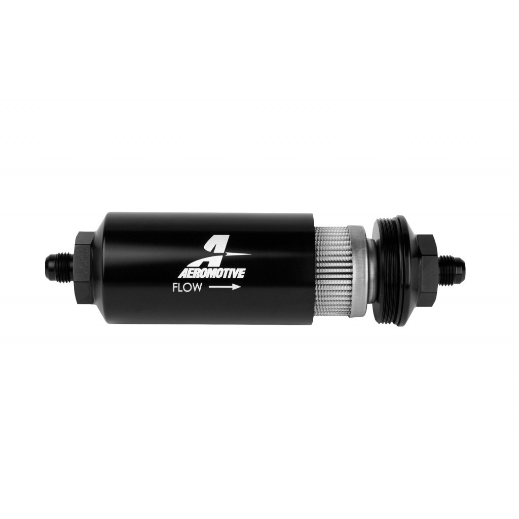 [AFS12349] 6an Inline Fuel Filter 100 Micron 2in Od Black
