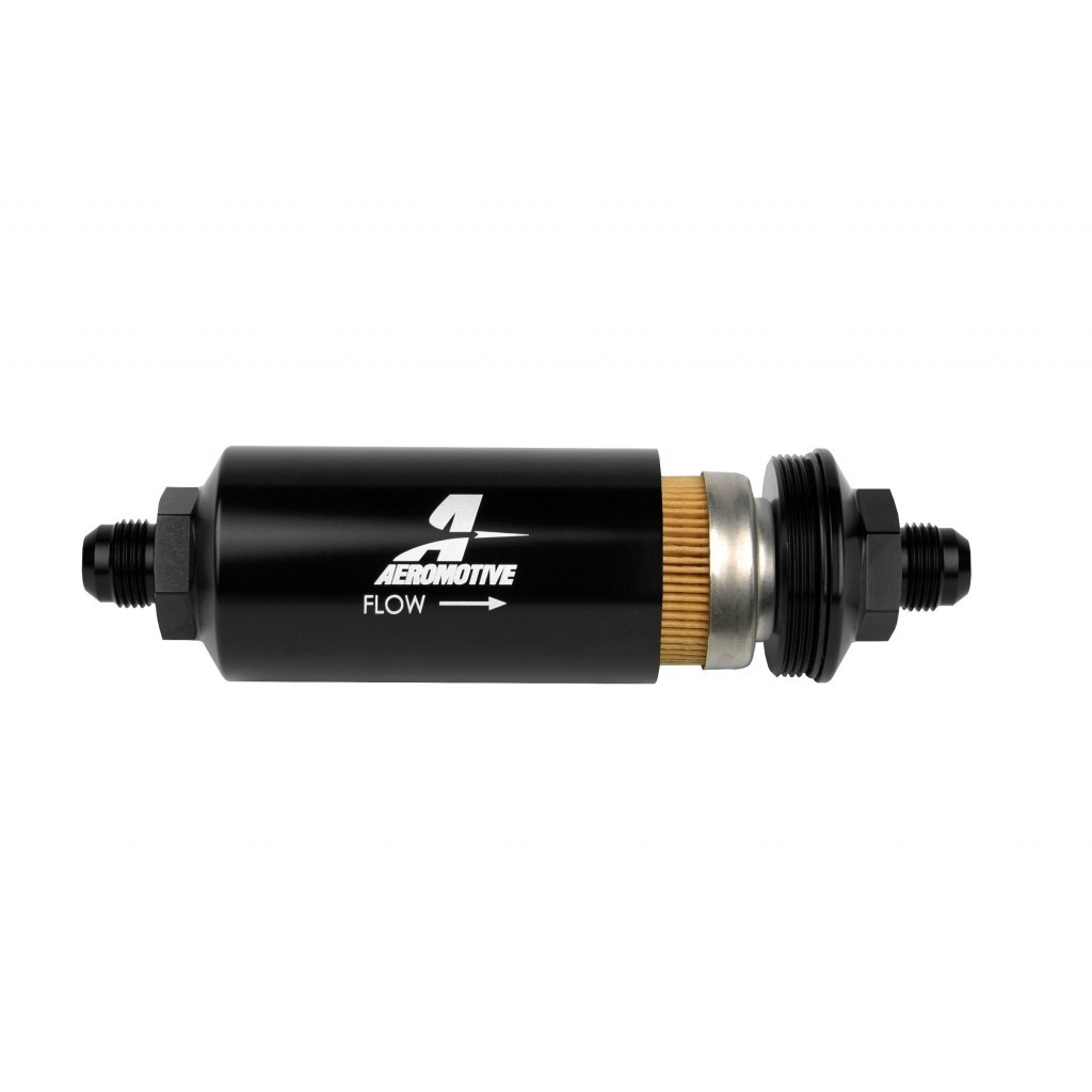 [AFS12377] 8AN Inline Fuel Filter 10 Micron 2in OD Black