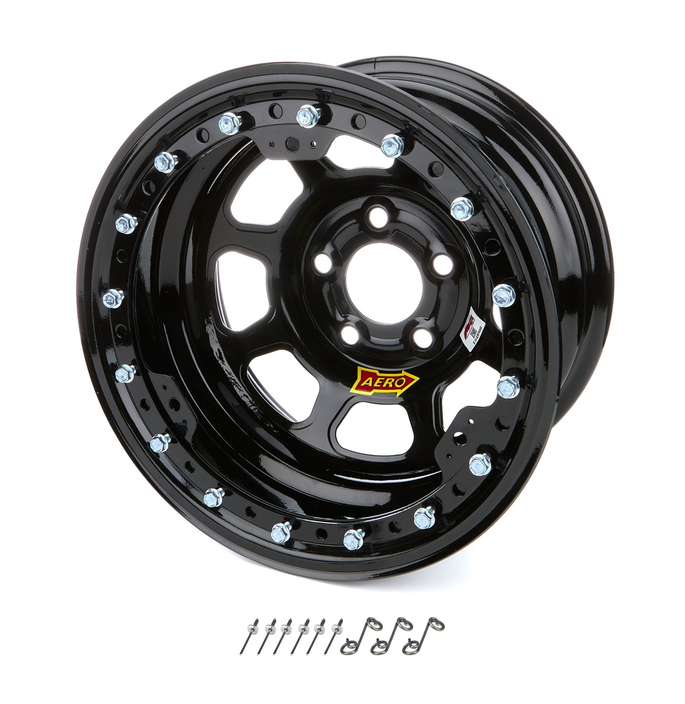 Aero Race Wheels - Wheel 15x8 1in B/S Black w/ Black Ring