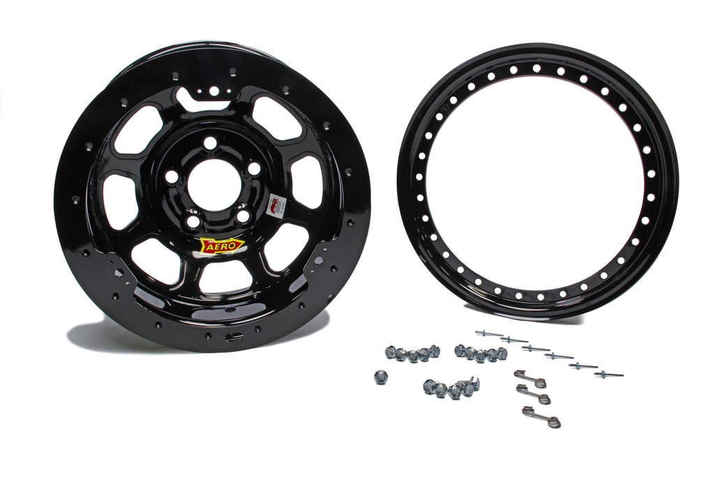 Aero Race Wheels - 15x8 4in 5.00 Black W/ Black Ring