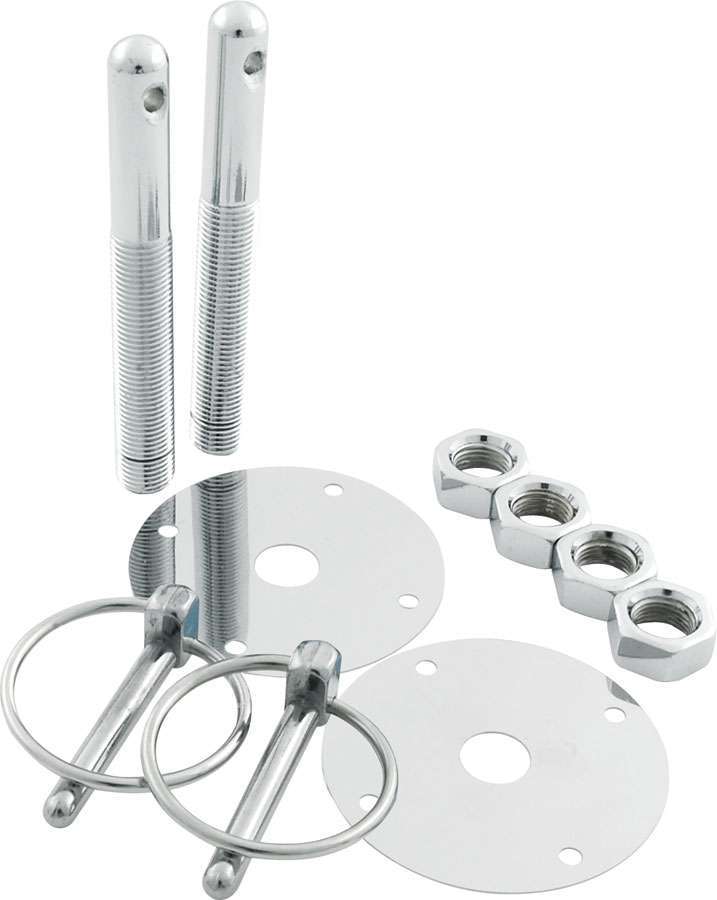 Allstar Performance - Steel Hood Pin Kit W/ 1/4In Flip-Over Clips