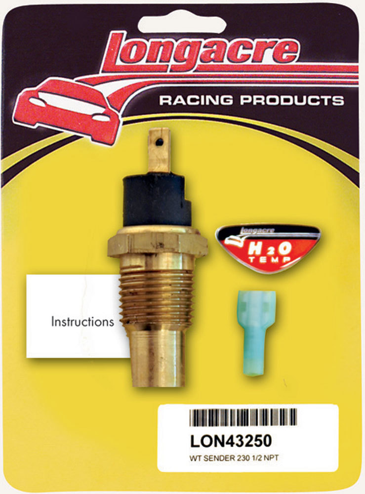 Longacre - Water Temp Sender 1/2in. NPT 230 Deg
