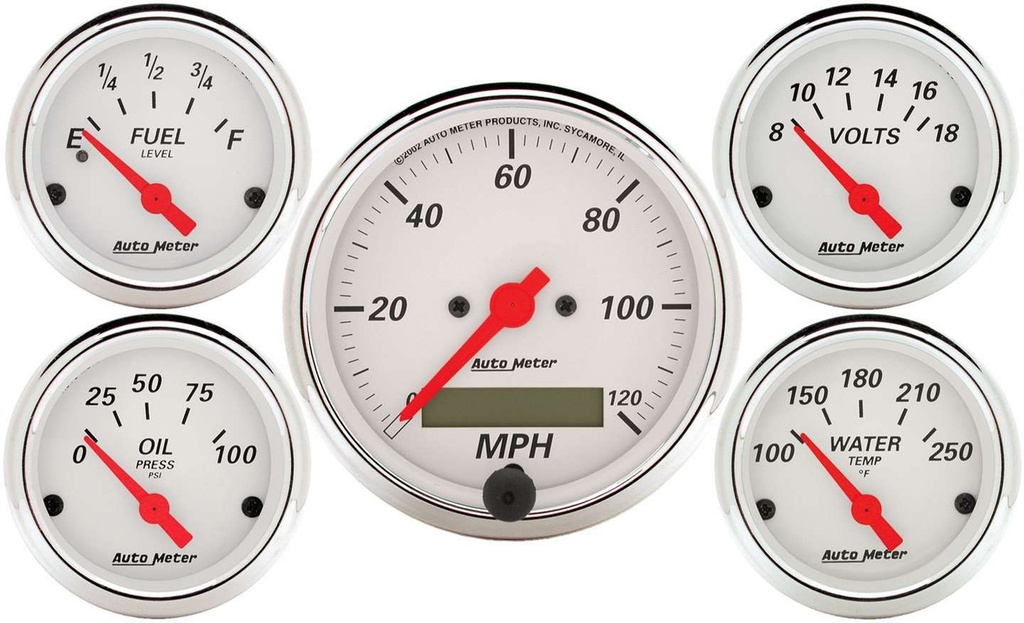 Autometer - Arctic White Gauge Kit W/Red Pointer