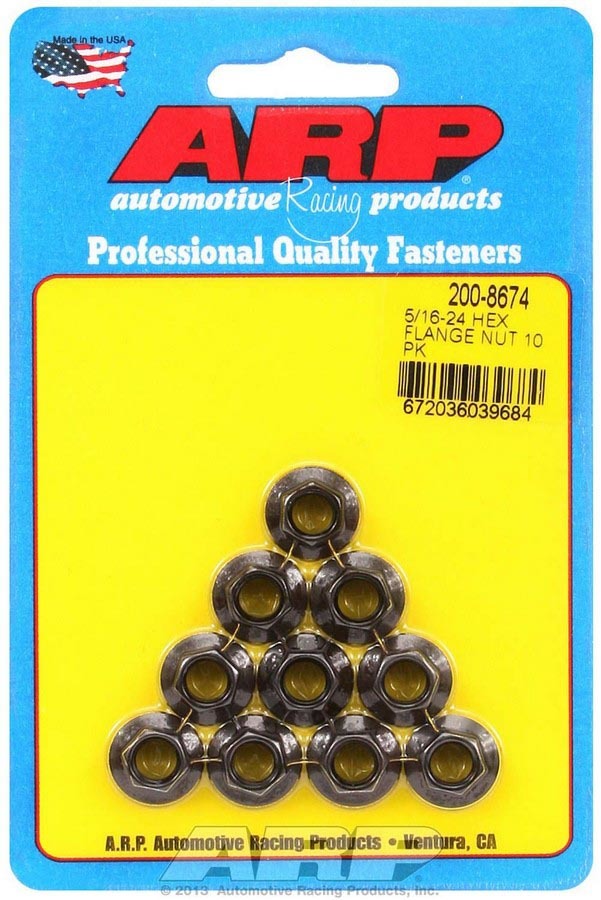 [ARP200-8674] ARP - Hex Nut Kit w/Flange 5/16-24 (10pk)