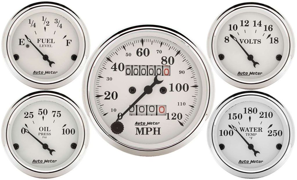 Autometer - Old Tyme White Gauge Kit Mech Speedo