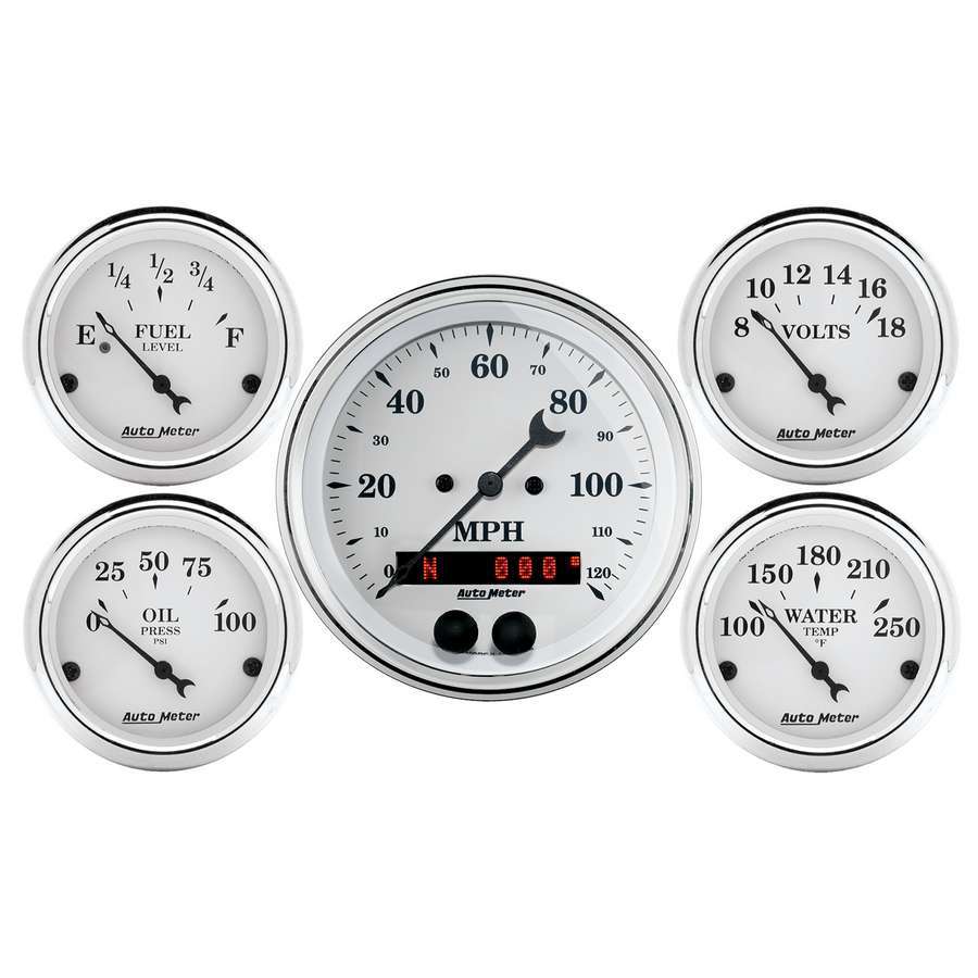 Autometer - Old Tyme White Gauge Kit W/Gps Speedo