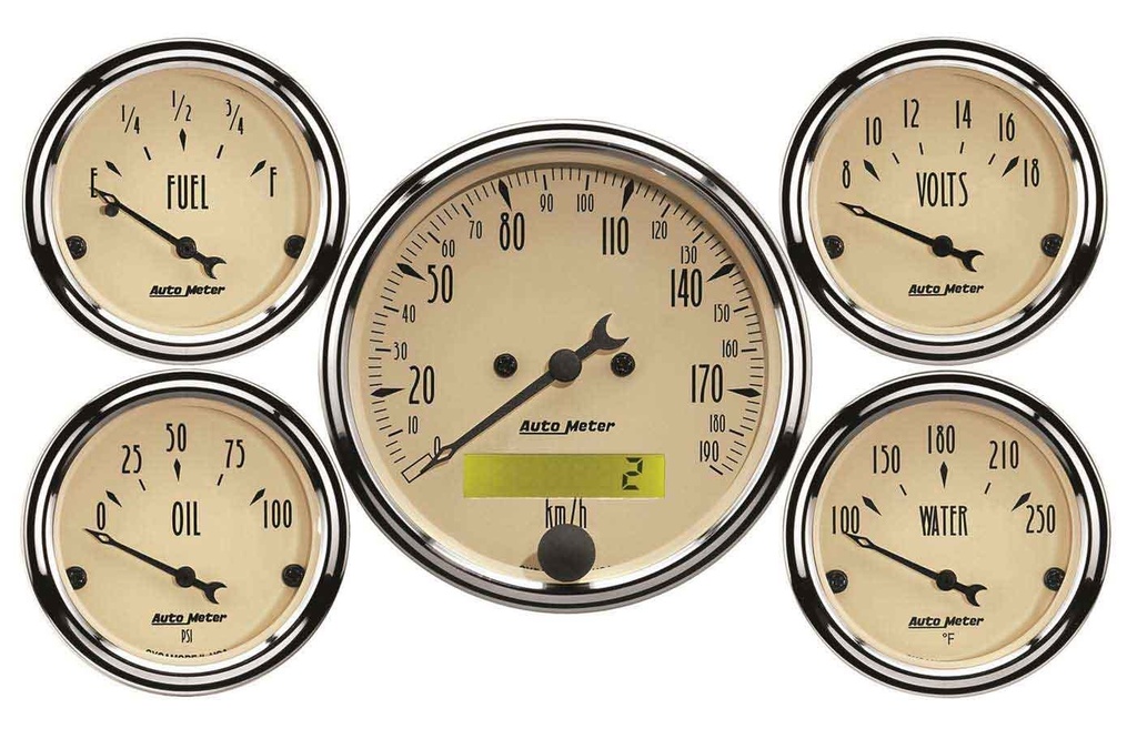 Autometer - A/B 5pc. Gauge Kit W/ Elec. Speedo - Metric