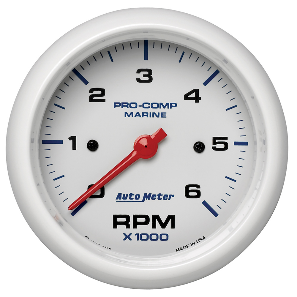 Autometer - 3-3/8 Tach 6000 Rpm White Phantom Series