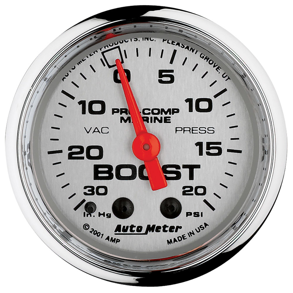 Autometer - 2-1/16 Pc Marine Gauge Vac/Boost 30Hg/20Psi