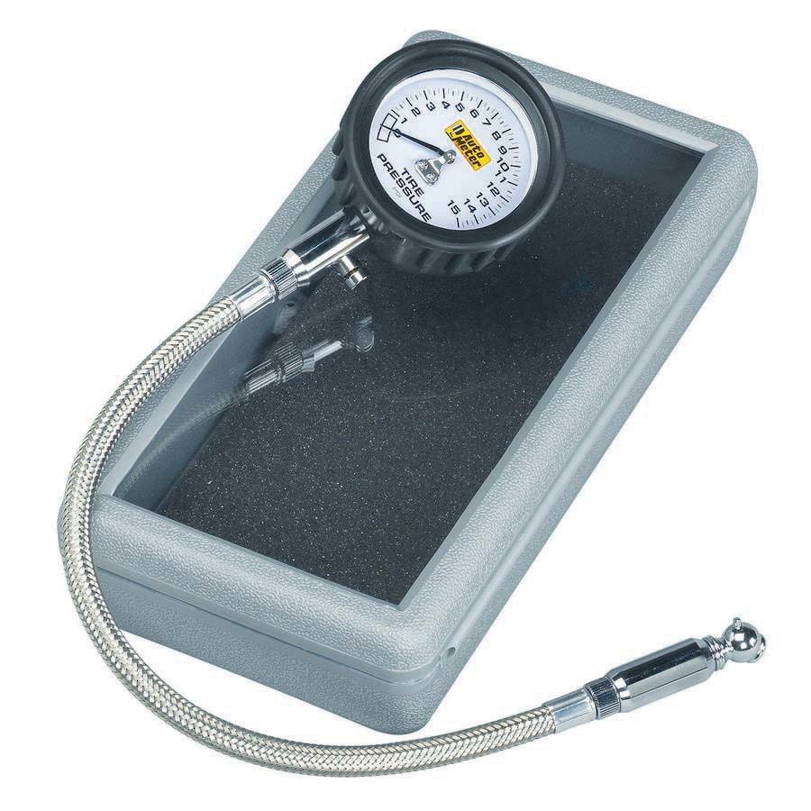 Autometer - Tire Pressure Gauge 0-15 Psi Analog W/Bleed Valve