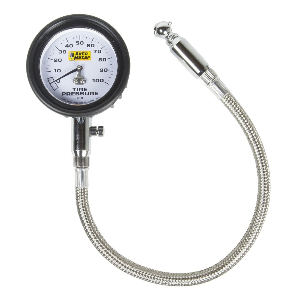 Autometer - Tire Press. Gauge 0-100 PSI Analog W/Bleed Valve