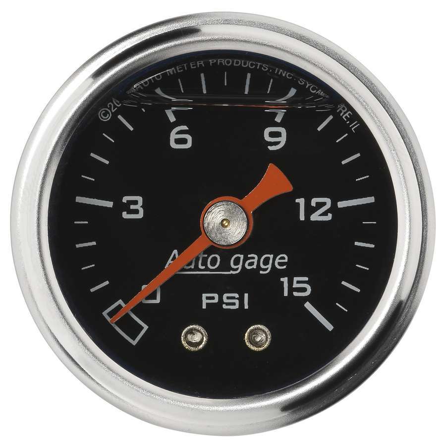 Autometer - 1-1/2in Pressure Gauge - 0-15psi - Black Face