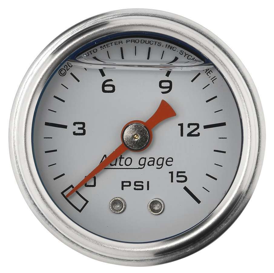 Autometer - 1-1/2in Pressure Gauge 0-15psi- White