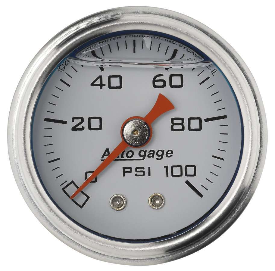Autometer - 1-1/2in Pressure Gauge 0-100psi- White