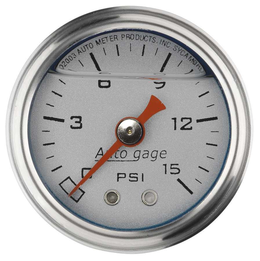 Autometer - 1-1/2in Pressure Gauge - 0-15psi - Silver Face