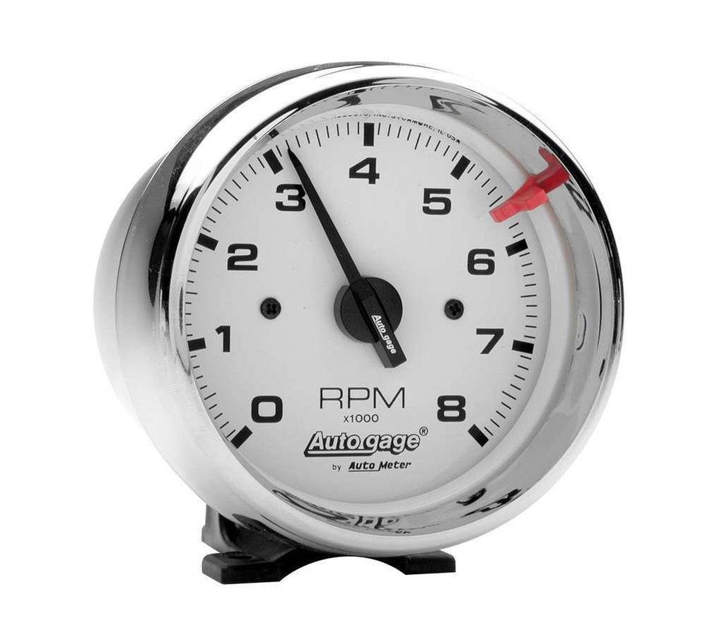 Autometer - 3-3/4in White Face Tach- Chrome Cup