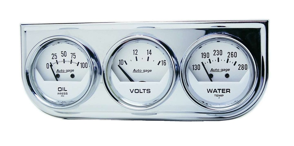 Autometer - 2-1/16in Oil/Volt/Water Chrm Short Sweep Console