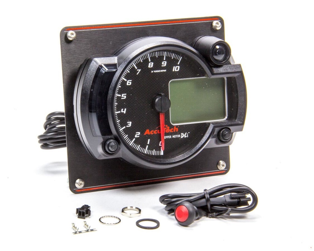 Longacre - Tach 4in Data Logging Blk w/Blk Alum Panel