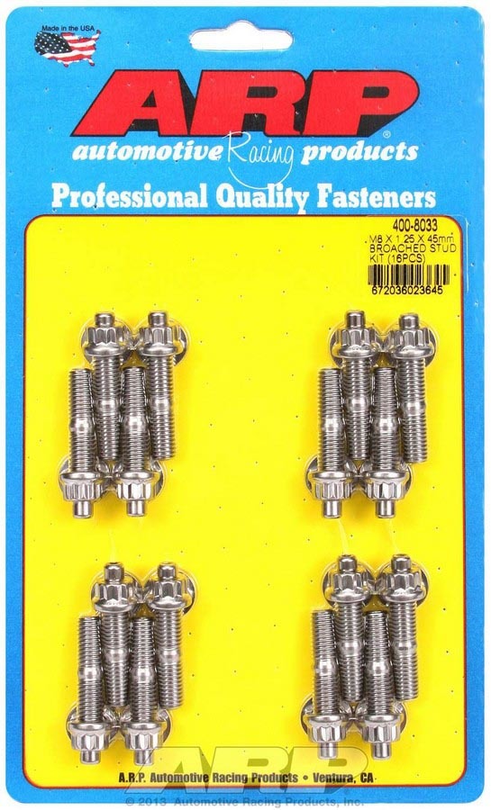 [ARP400-8033] ARP - S/S Stud & Nut Kit (16) 8mm x 1.25in x 45mm