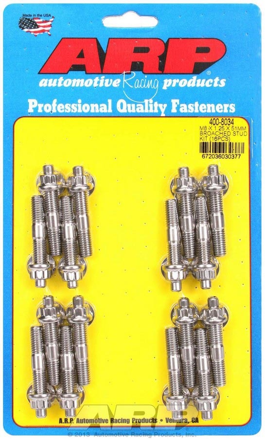[ARP400-8034] ARP - S/S Stud & Nut Kit (16) 8mm x 1.25in x 51mm