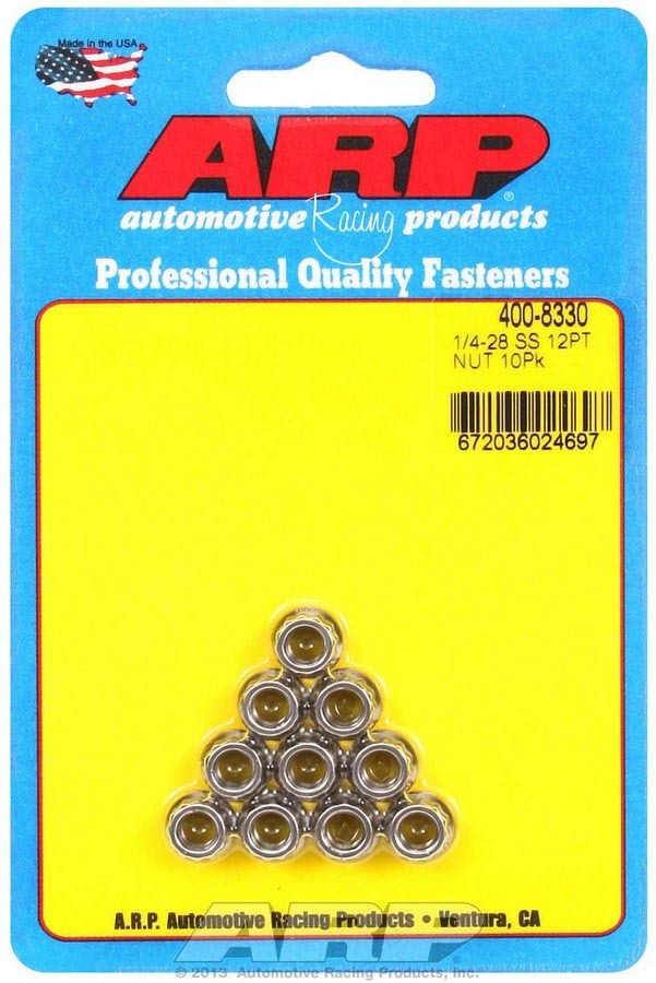 [ARP400-8330] ARP - S/S 12pt. Nuts - 1/4-28 (10)