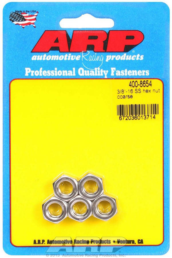 [ARP400-8654] ARP - S/S Hex Nuts - 3/8-16 (5)