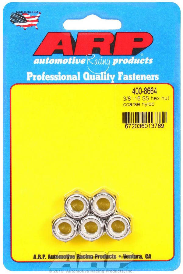 [ARP400-8664] ARP - S/S Hex Nyloc Nuts 3/8-16 (5)