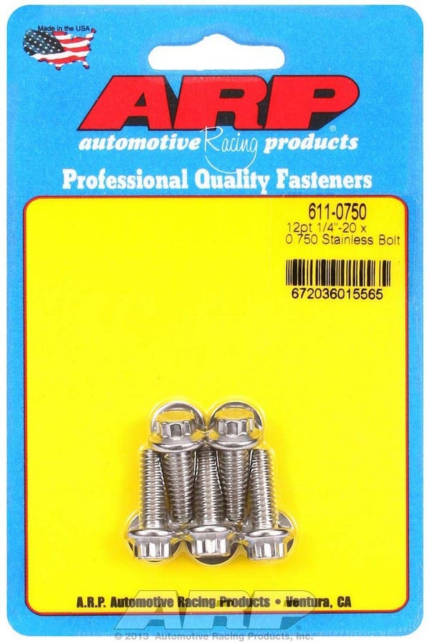 [ARP611-0750] Arp - S/S Bolt Kit - 12pt. (5) 1/4-20 X .750
