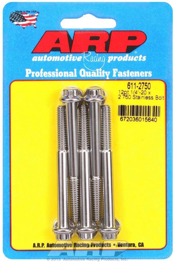 [ARP611-2750] Arp - S/S Bolt Kit - 12pt. (5) 1/4-20 X 2.750