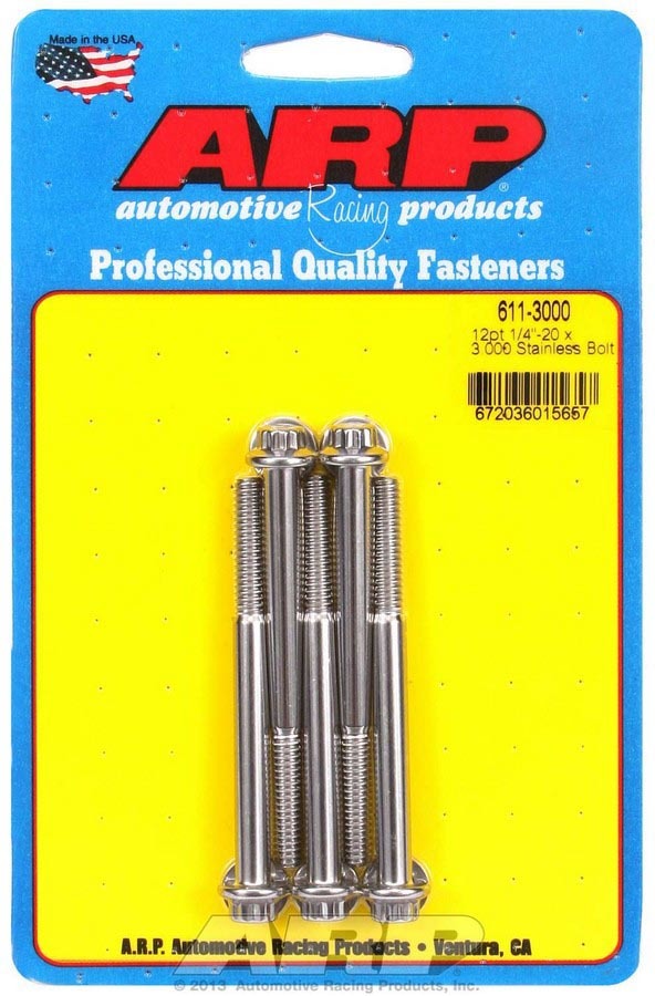 [ARP611-3000] ARP - S/S Bolt Kit - 12Pt. (5) 1/4-20 X 3.000