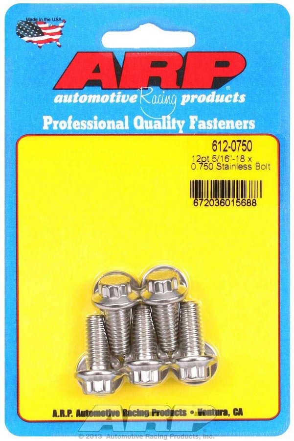 [ARP612-0750] Arp - S/S Bolt Kit - 12pt. (5) 5/16-18 X .750