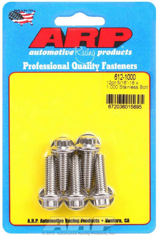 [ARP612-1000] ARP - S/S Bolt Kit - 12pt. (5) 5/16-18 x 1.000