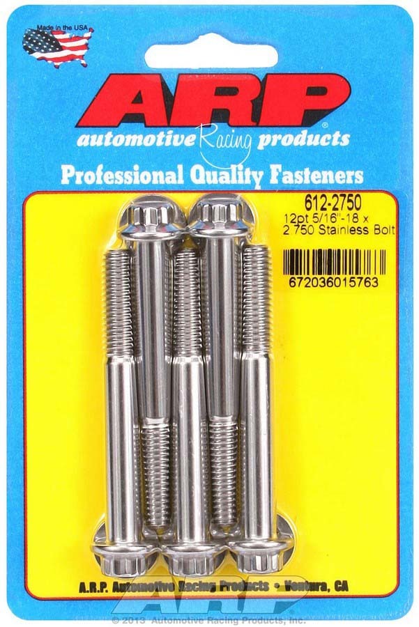 [ARP612-2750] ARP - S/S Bolt Kit - 12pt. (5) 5/16-18 x 2.750