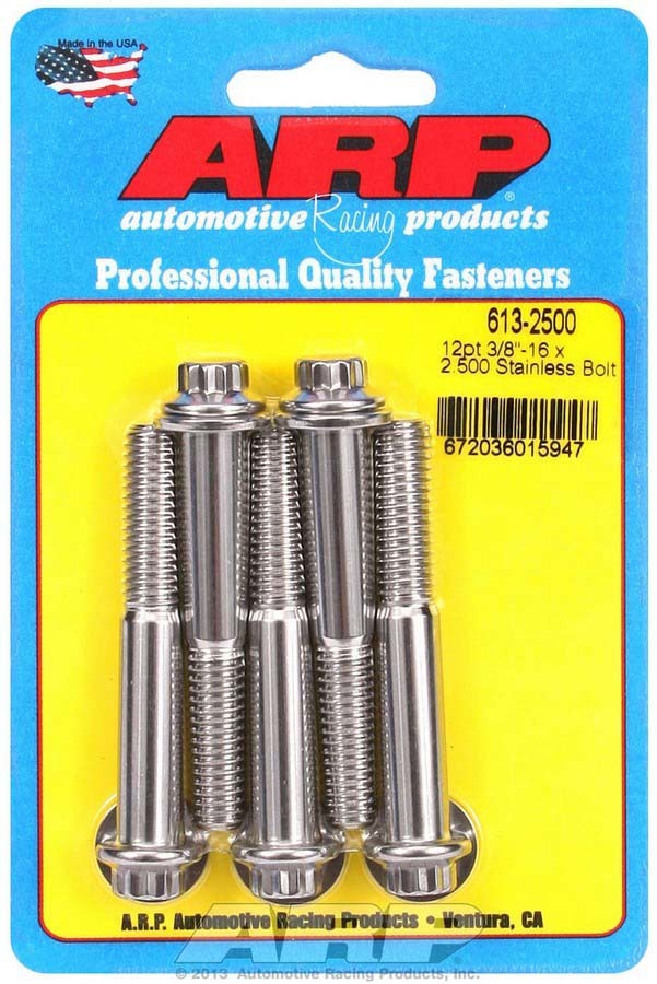 [ARP613-2500] ARP - S/S Bolt Kit - 12pt. (5) 3/8-16 x 2.500