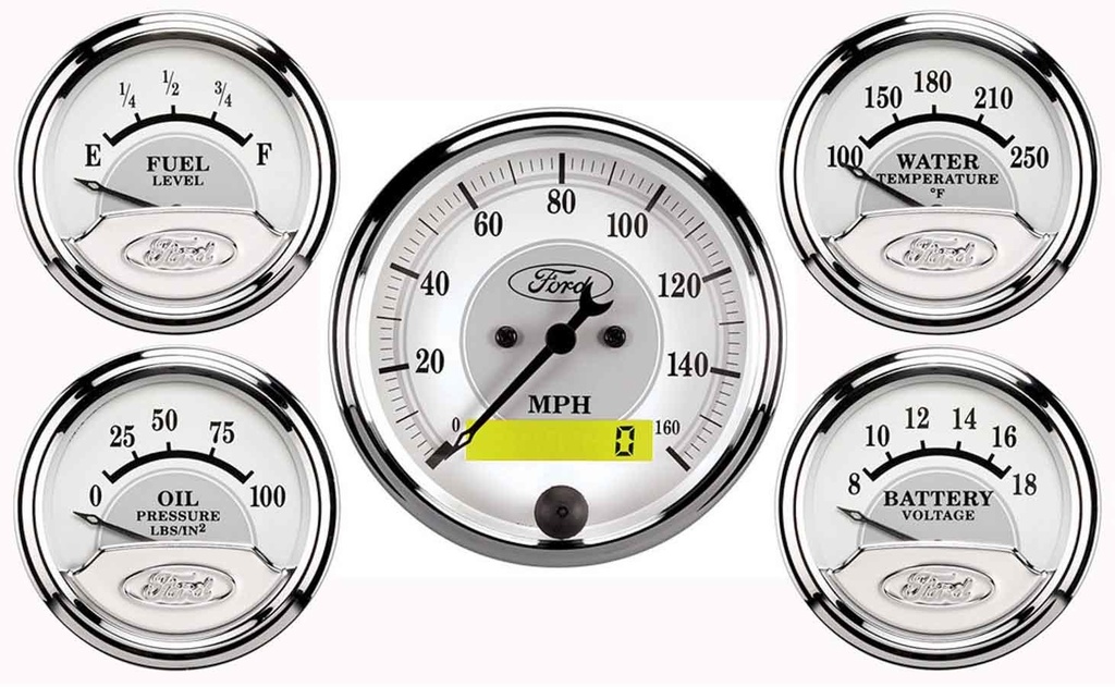 Autometer - Ford Racing 5 Gauge Kit - White Face