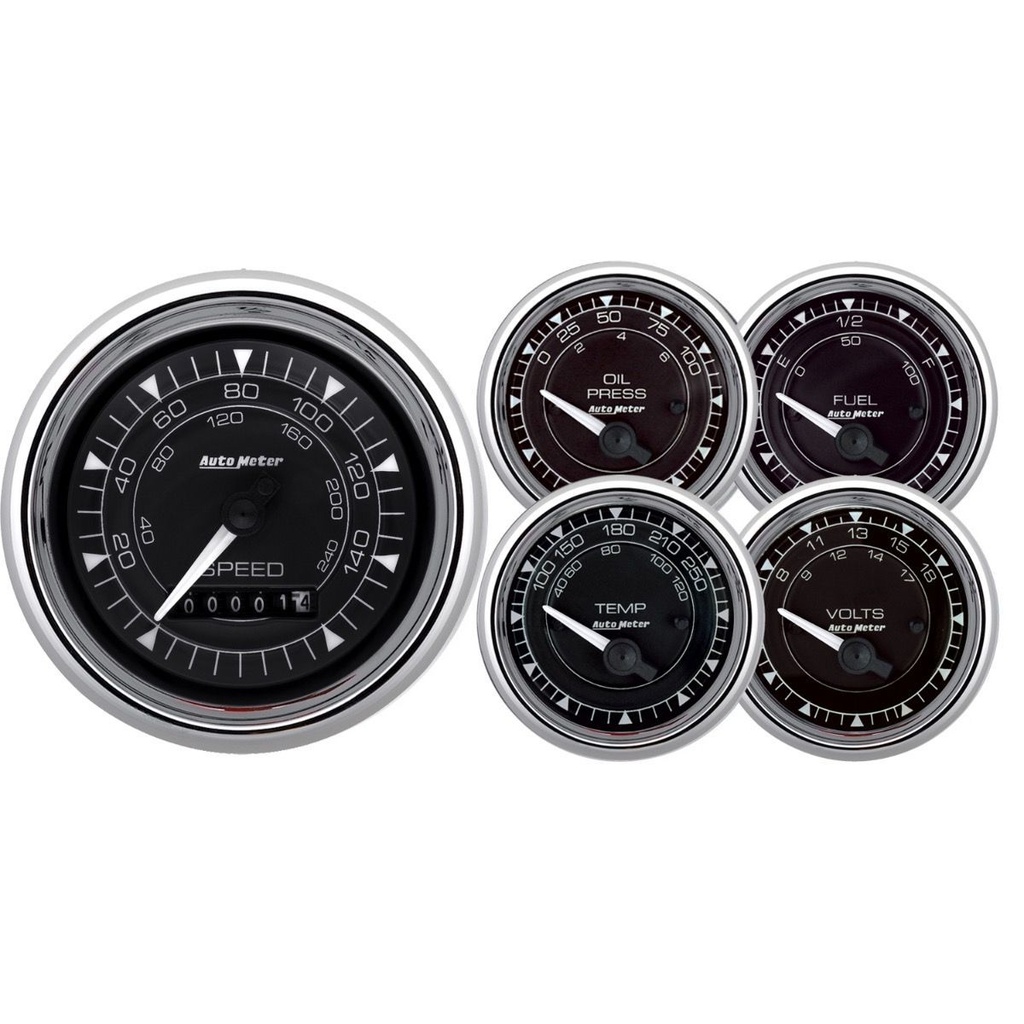 Autometer - 2/16 Chrono Chrome Gauge 5-Piece Gauge Kit