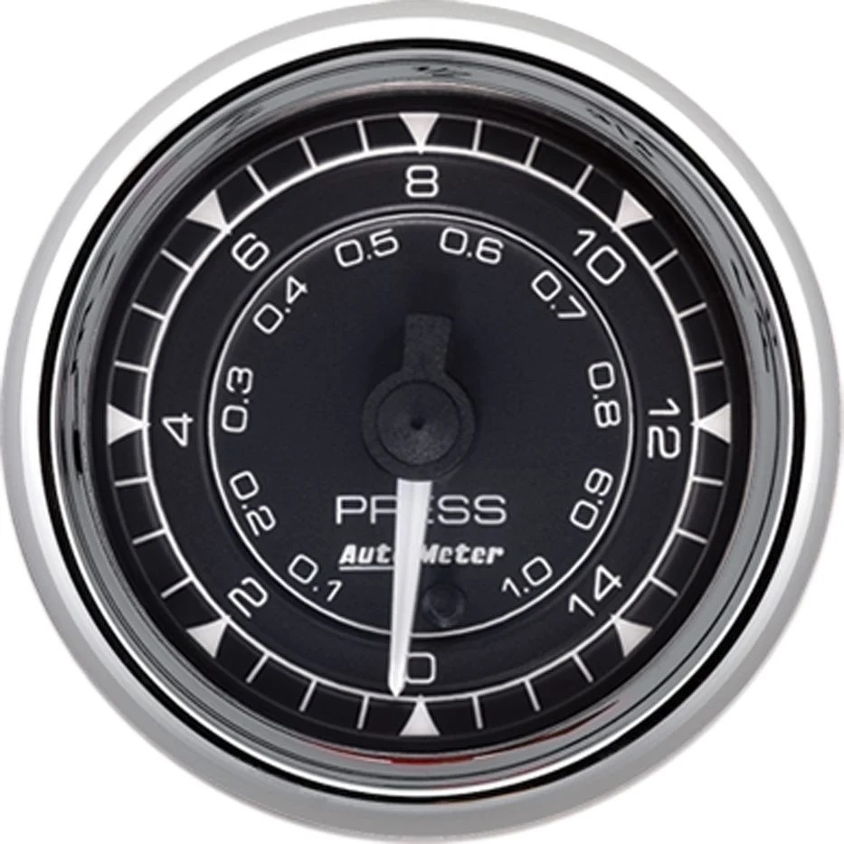 Autometer - 2/16 Chrono Chrome Gauge Pressure  15PSI