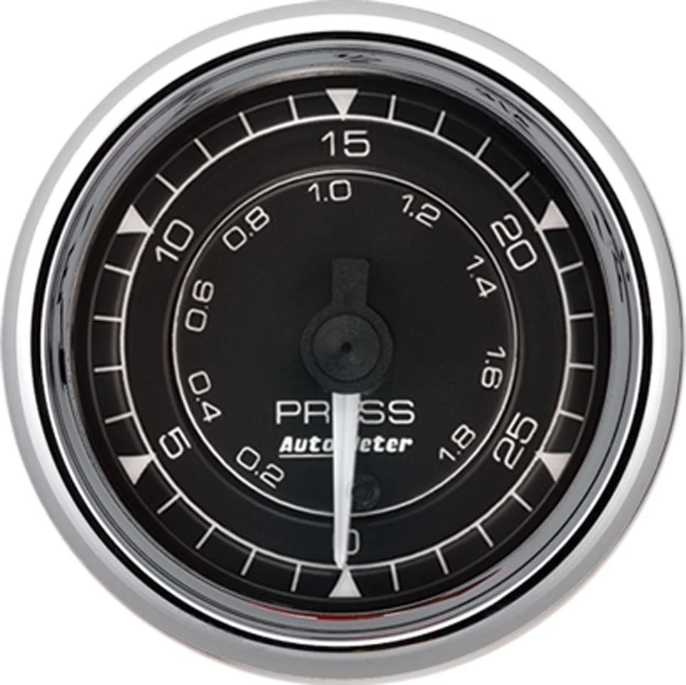 Autometer - 2/16 Chrono Chrome Gauge Pressure 30PSI