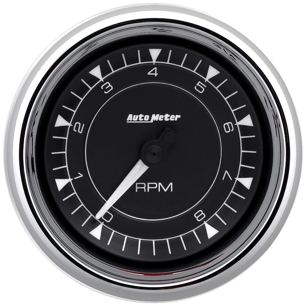 Autometer - 3-3/8 Tach Chrono Chrome 8K RPM In-Dash