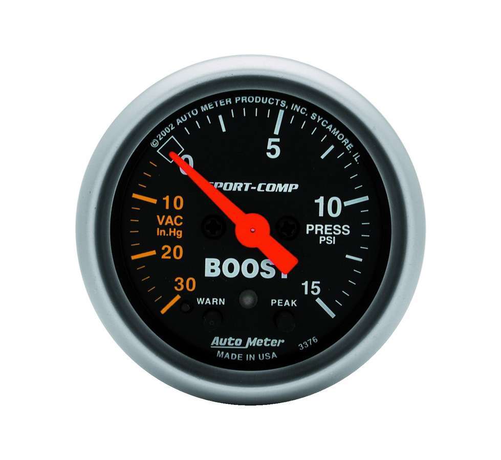 [ATM3376] Autometer - 2-1/16in S/C Boost/Vac. Gauge 30in/15psi