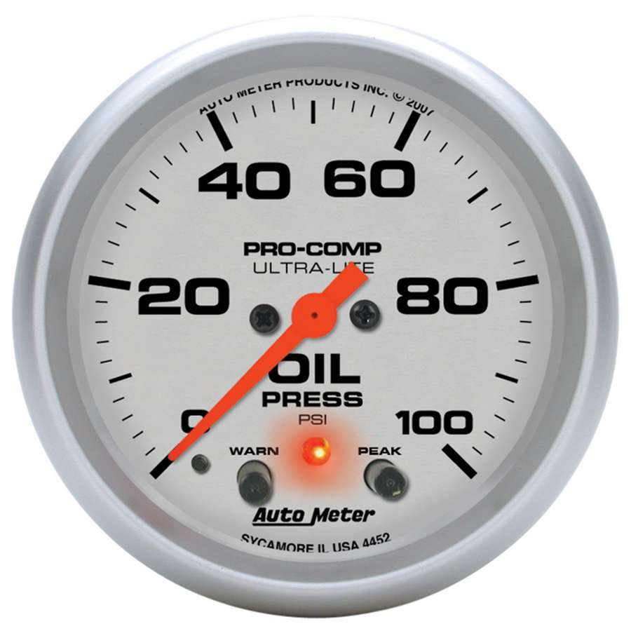 [ATM4452] Autometer - 2-5/8in U/L Oil Pressure Gauge w/Peak & Warning