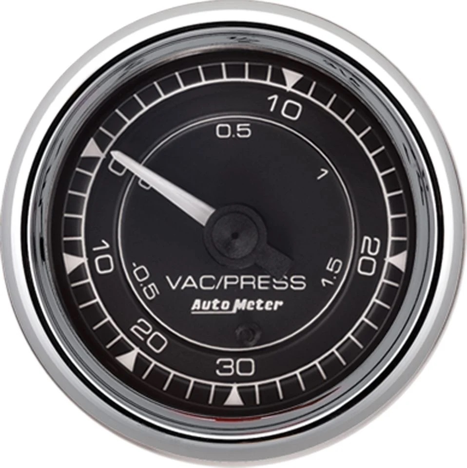 [ATM9703] Autometer - 2/16 Chrono Chrome Gauge Vac/Boost 30HG/30PSI