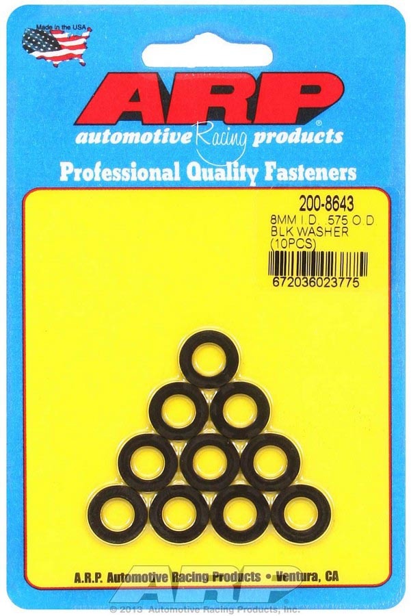 ARP - Black Washers - 8mm ID x .575 OD (10)