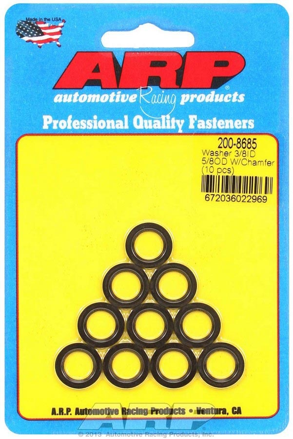 ARP - Black Washers - 3/8 Id X 5/8 Od Chamfer (10)
