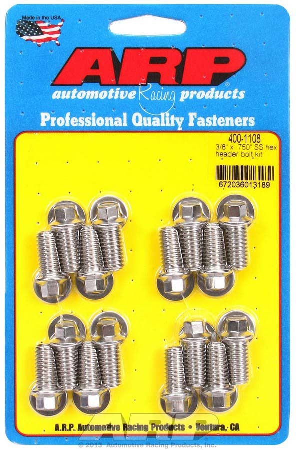 ARP - S/S Header Bolt Kit - 3/8 x .750 UHL (16)